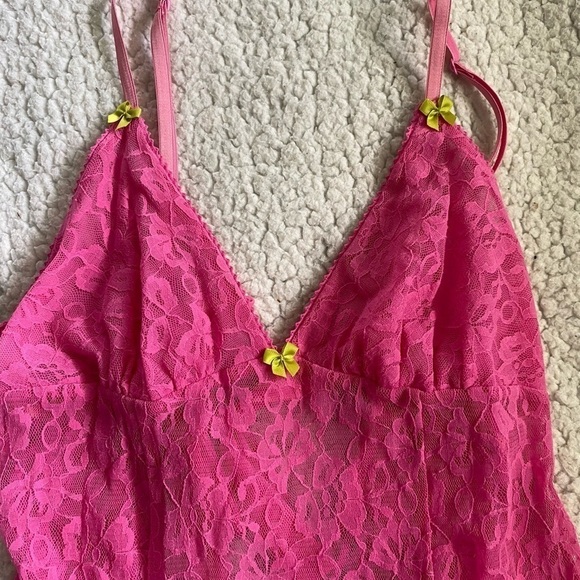 Betsy Johnson Intimates Pink Lace Babydoll Chemise Size Small - Picture 4 of 6